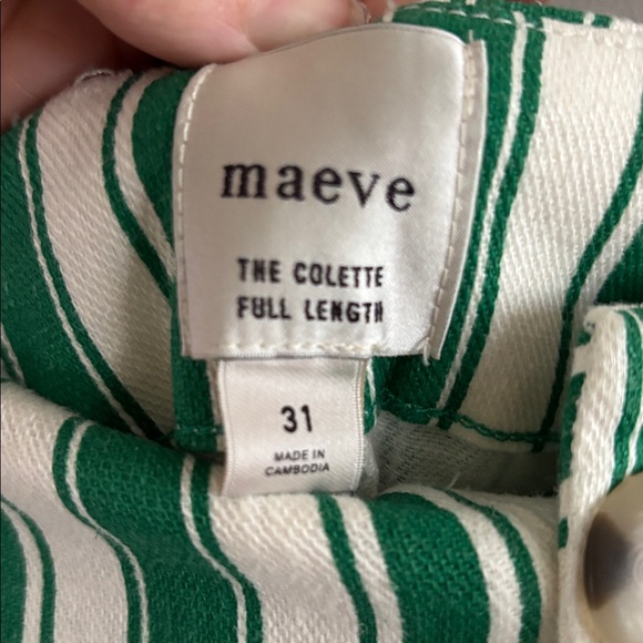 NWT Maeve• The Colette — the full length- green and white vertical stripe pants - Picture 5 of 10
